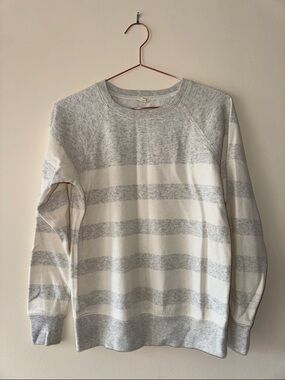 JCrew Lightweight Loose Gray & White Striped Crewneck Sweater
